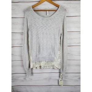 NEW Poof Cream Lace Long Sleeve Sweater Junior's Medium